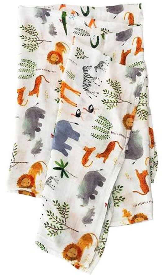 Loulou Lollipop Luxe Muslin Swaddle - Safari - SWSAFARI