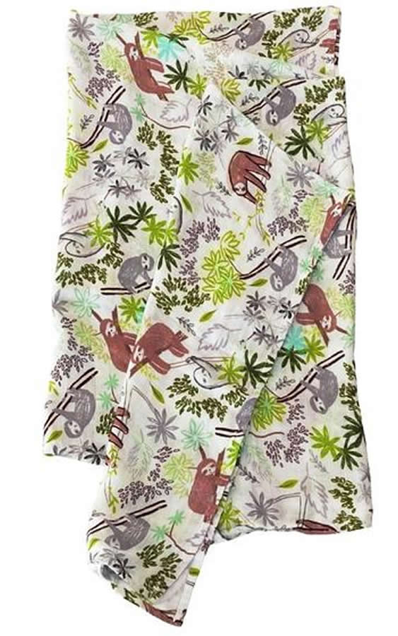 Loulou Lollipop Luxe Muslin Swaddle - Sloth - SWSLOTH