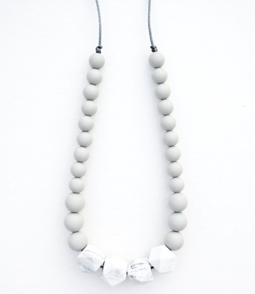 Loulou Lollipop Marble Silicone Teething Necklace - Gray - MARBLE-GRAY