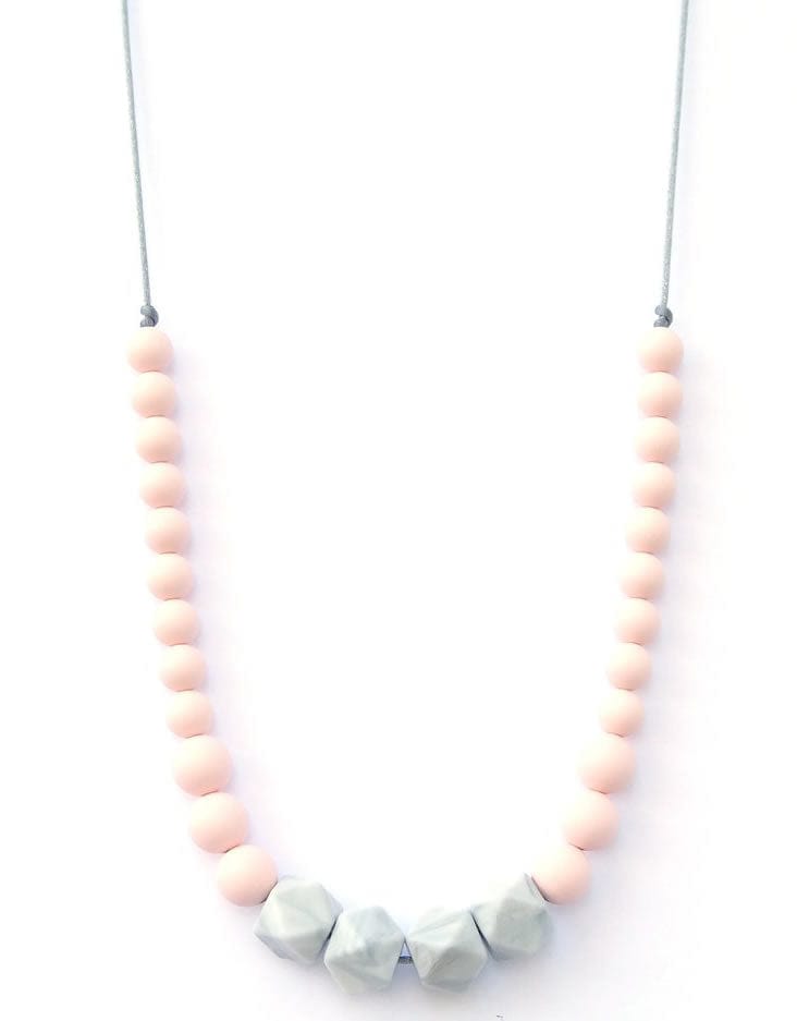 Loulou Lollipop Marble Silicone Teething Necklace - Pink - MARBLE-PINK
