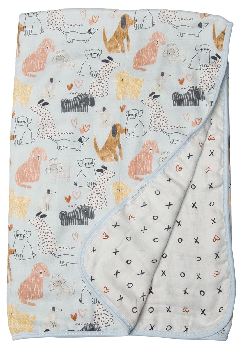 Loulou Lollipop Muslin Quilt Blanket - Honey Puppies - QTHNP
