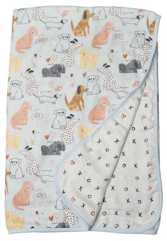 Loulou Lollipop Muslin Quilt Blanket - Honey Puppies - QTHNP