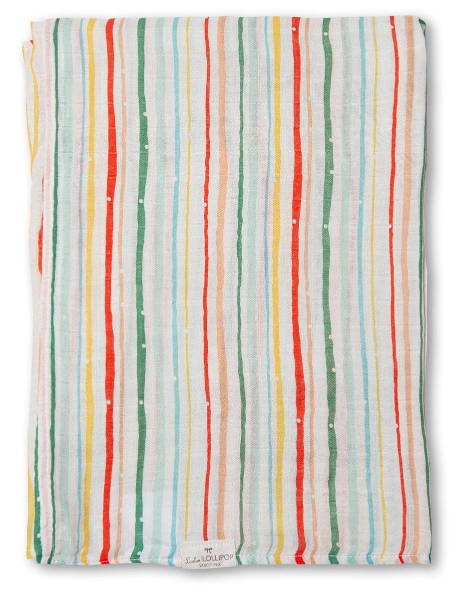 Loulou Lollipop Muslin Swaddle - Holiday Stripes - SWSTP