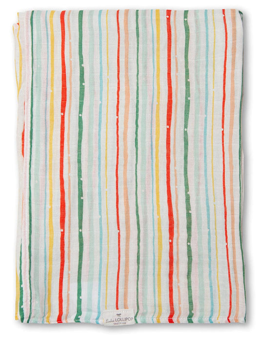 Loulou Lollipop Muslin Swaddle - Holiday Stripes - SWSTP