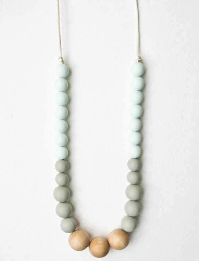 Loulou Lollipop Naturalist Wood + Silicone Teething Necklace - Sage Mint - NATUL-SAGEMINT