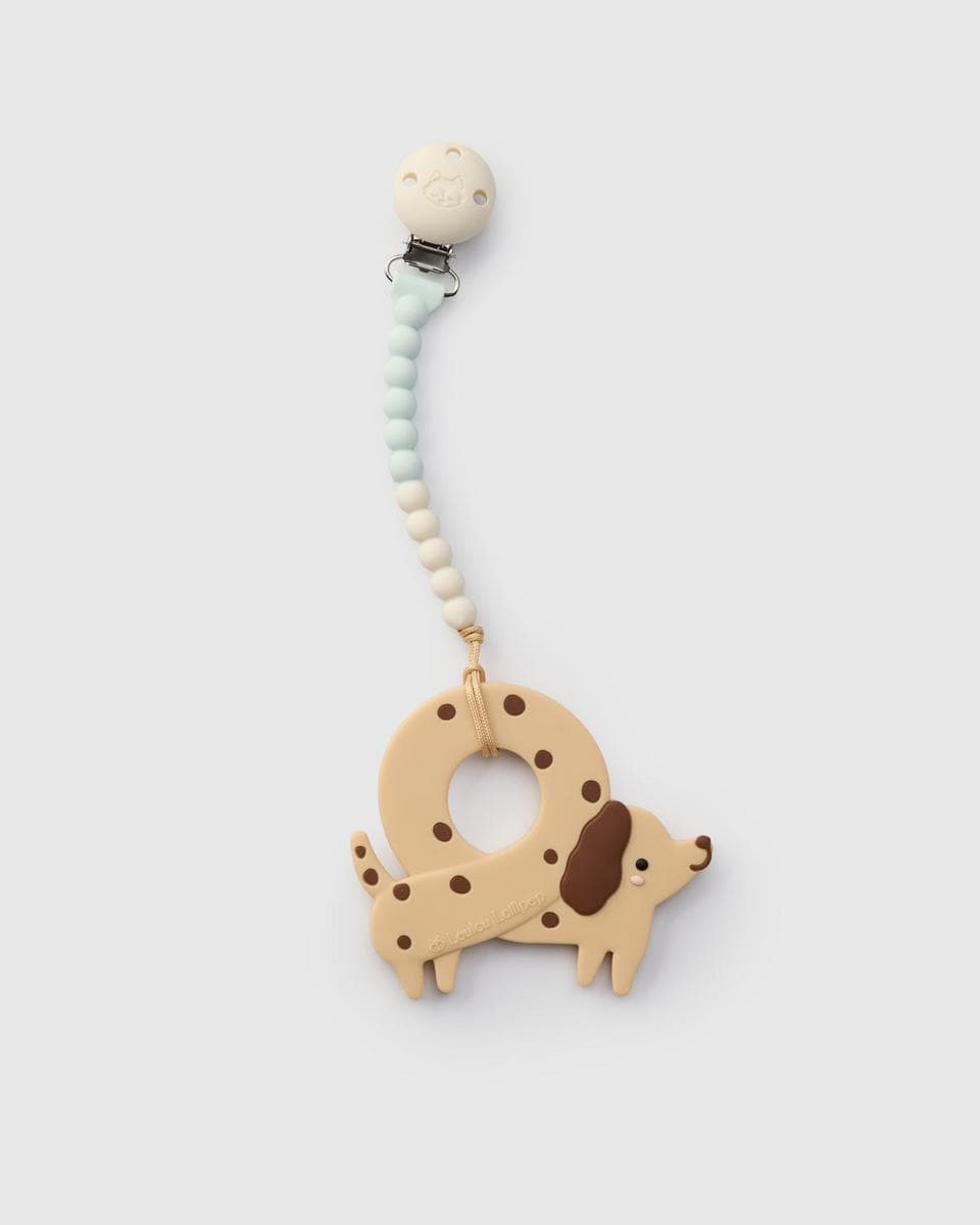 Loulou Lollipop OneC™ Silicone Clip Teether Set - Pretzel Dog