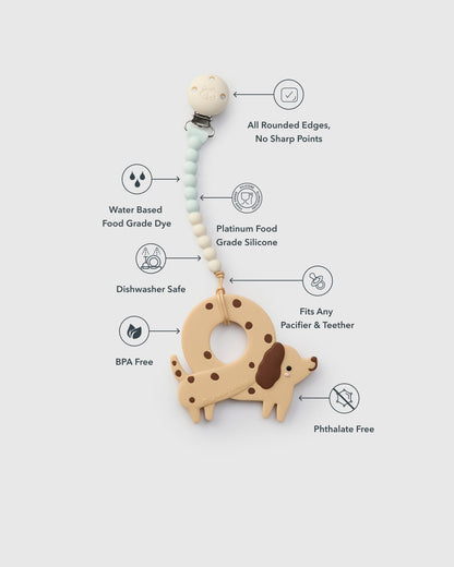 Loulou Lollipop OneC™ Silicone Clip Teether Set - Pretzel Dog - Image 3