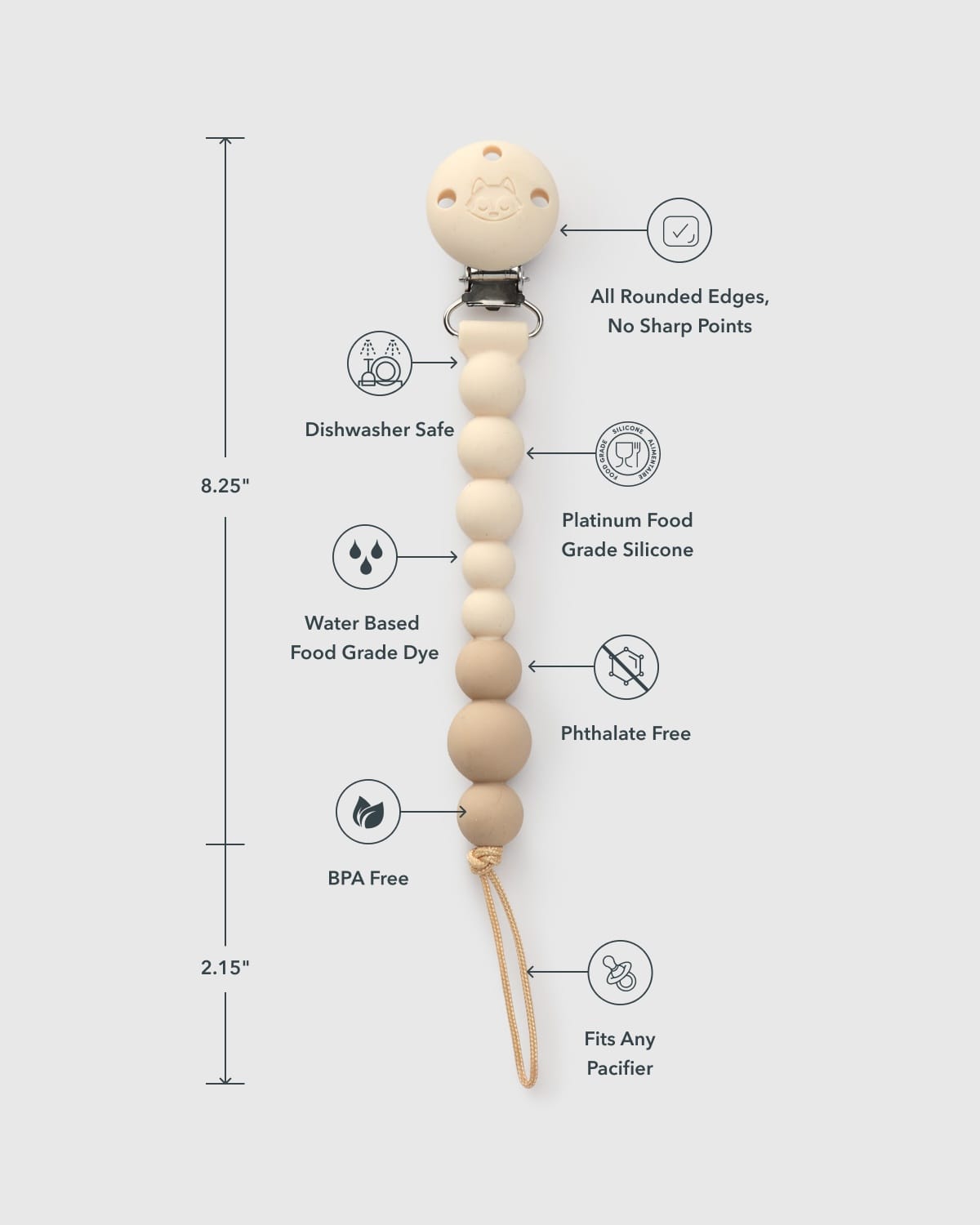 Loulou Lollipop OneC™ Silicone Pacifier Clip - Coconut Milk - Image 2