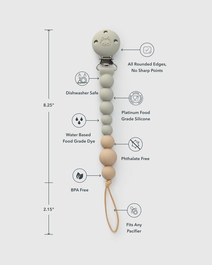 Loulou Lollipop OneC™ Silicone Pacifier Clip - Grey - Image 3