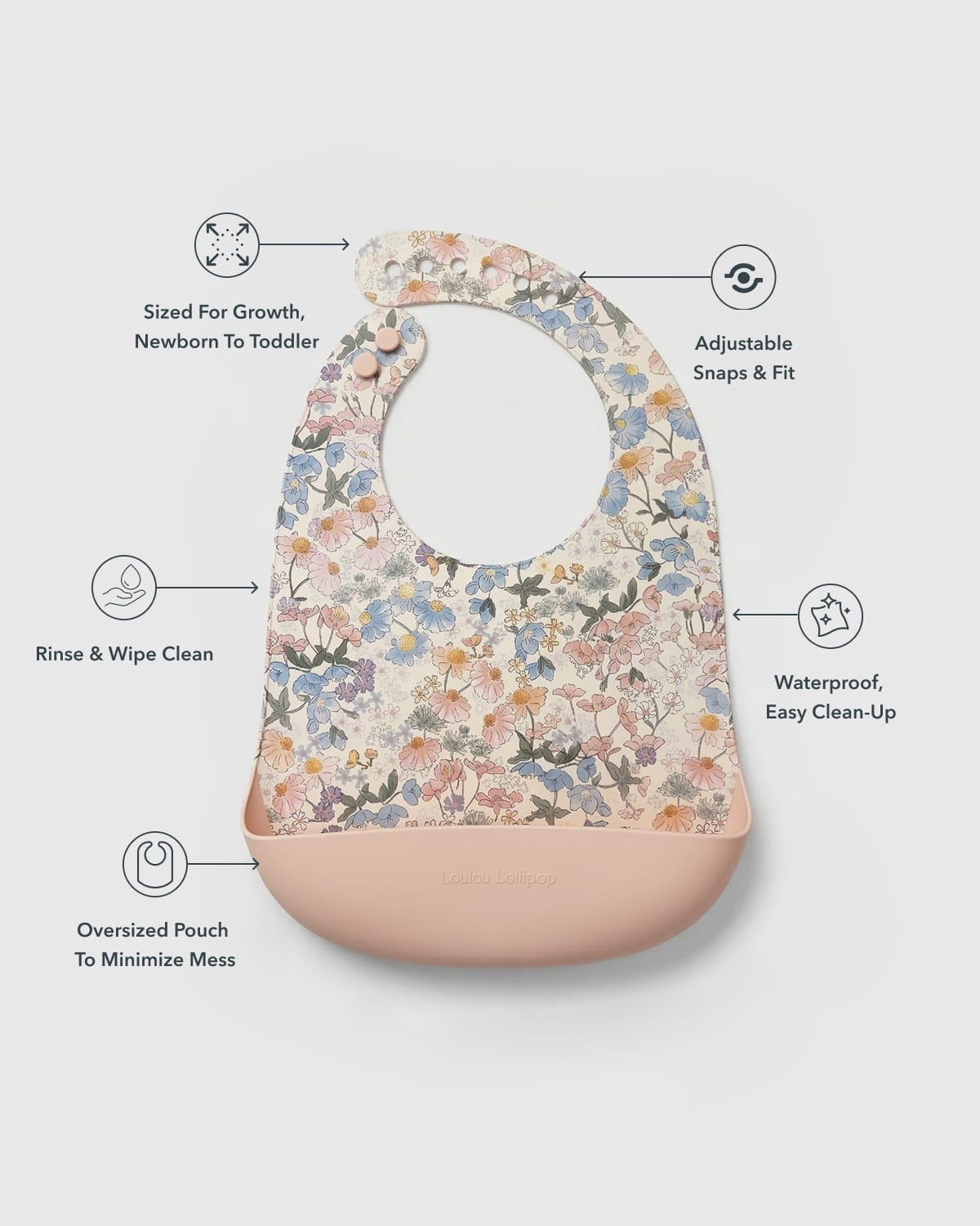 Loulou Lollipop Silicone Bib Printed - English Garden - Image 3