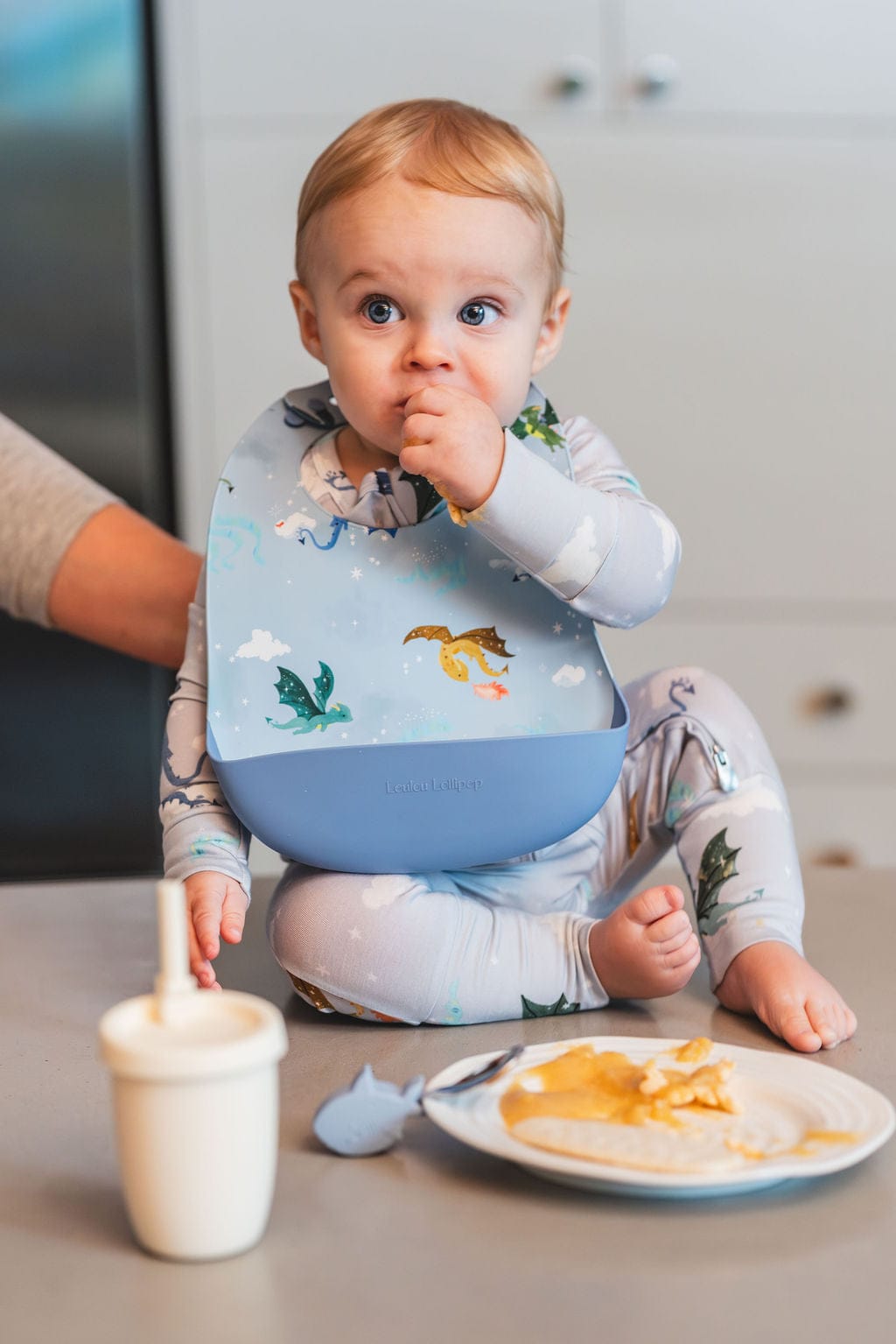 Loulou Lollipop Silicone Bib Printed - Magical Dragons - Image 3