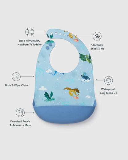Loulou Lollipop Silicone Bib Printed - Magical Dragons - Image 5