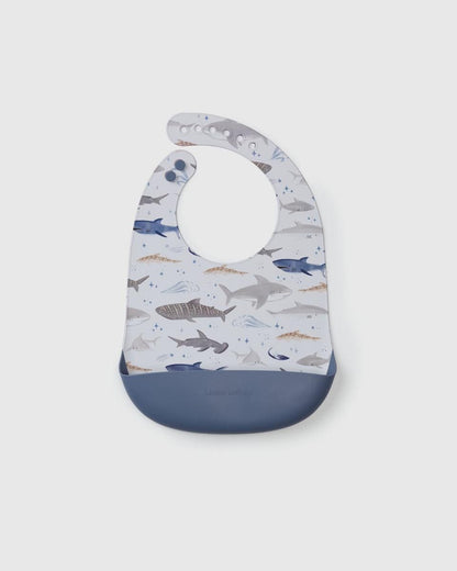 Loulou Lollipop Silicone Bib Printed - Smiley Sharks