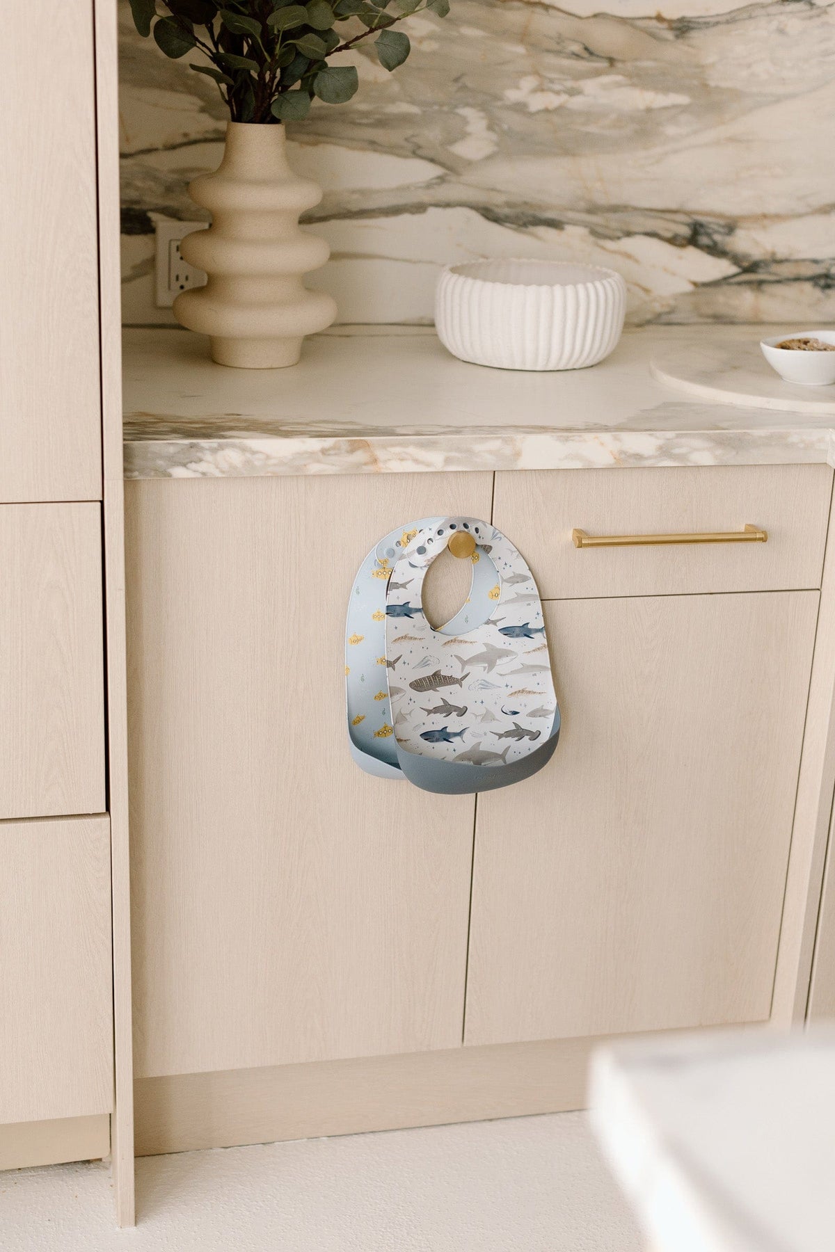 Loulou Lollipop Silicone Bib Printed - Smiley Sharks - Image 3