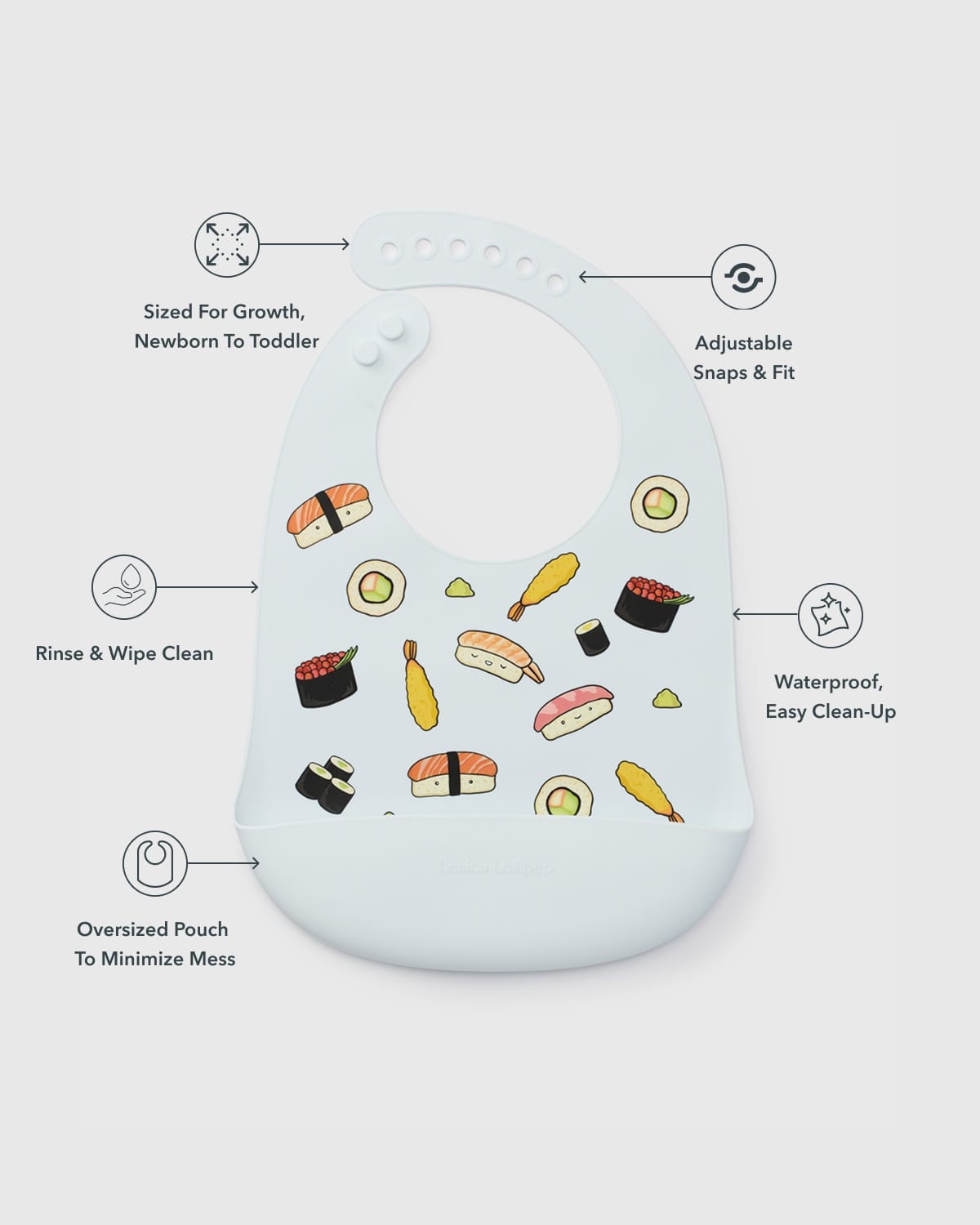 Loulou Lollipop Silicone Bib Printed - Sushi - Image 3