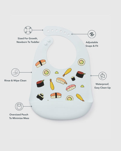 Loulou Lollipop Silicone Bib Printed - Sushi - Image 3
