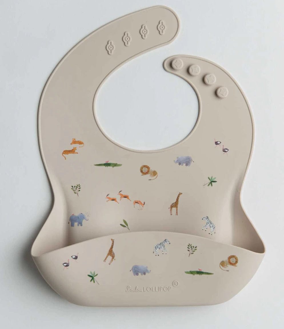 Loulou Lollipop Silicone Bib - Safari - SILBIBSAFARI