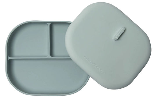 Loulou Lollipop Silicone Divided Plate with Lid - Born To Be Wild - Blue - DPL-BLU