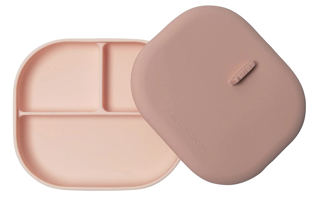 Loulou Lollipop Silicone Divided Plate with Lid - Born To Be Wild - Blush Pink - DPL-BPK