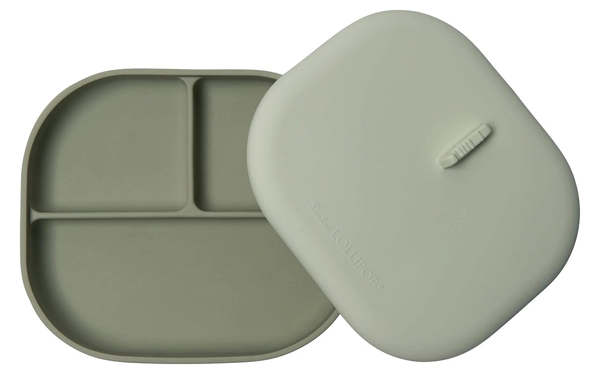 Loulou Lollipop Silicone Divided Plate with Lid - Born To Be Wild - Sage - DPL-SAG