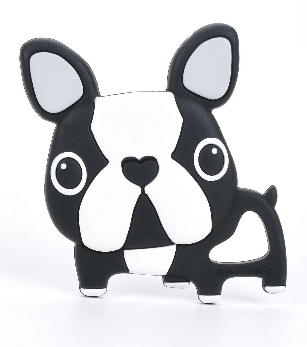 Loulou Lollipop Silicone Teether - Boston Terrier Black - DOGBLK