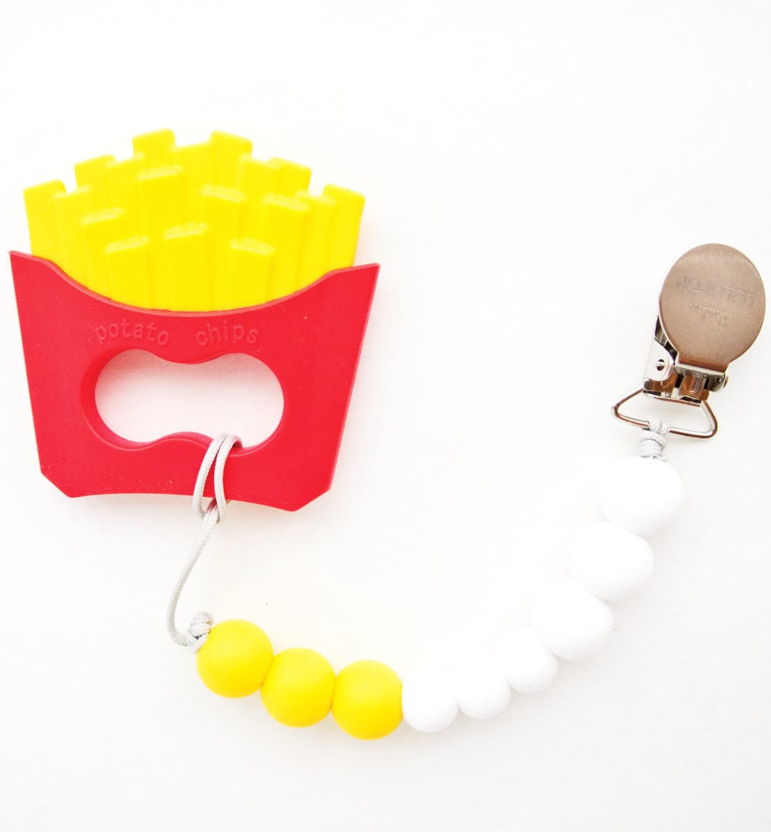 Loulou Lollipop Silicone Teether with Clip - Fries - FRIES