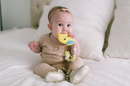 Loulou Lollipop Silicone Teether with Clip - Lemon - LEMONSET
