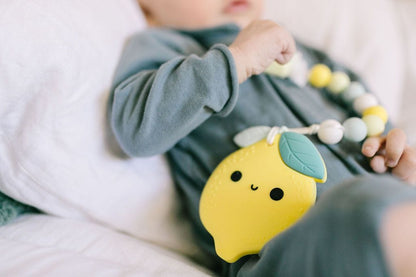 Loulou Lollipop Silicone Teether with Clip - Lemon - LEMONSET