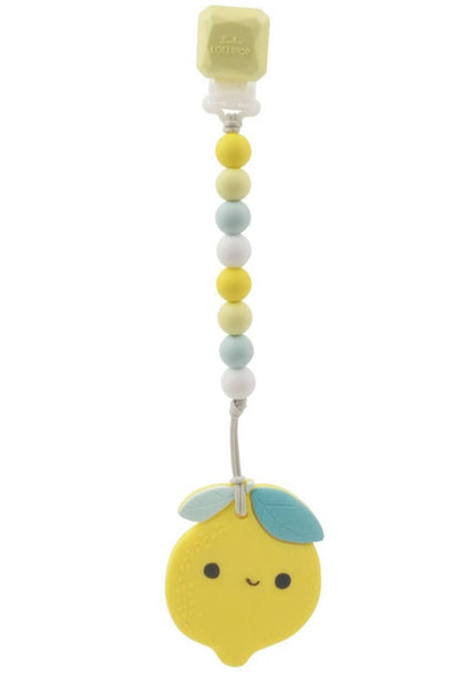 Loulou Lollipop Silicone Teether with Clip - Lemon - LEMONSET