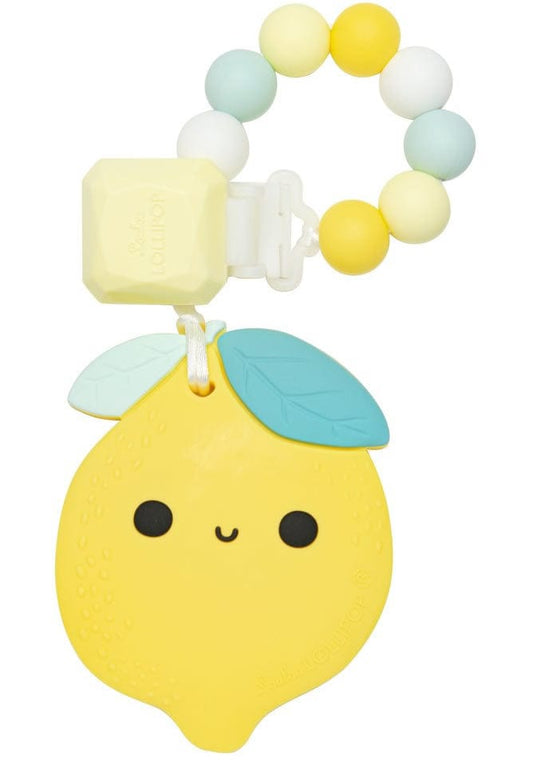 Loulou Lollipop Silicone Teether with Clip - Lemon - LEMONSET