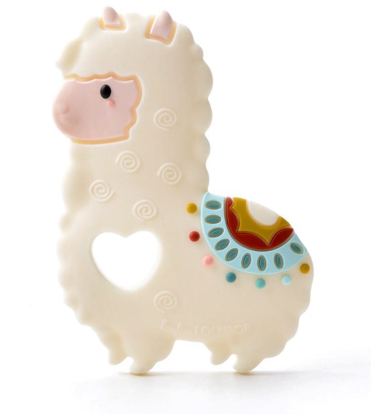 Loulou Lollipop Silicone Teether with Clip - Llama - LLAMASET