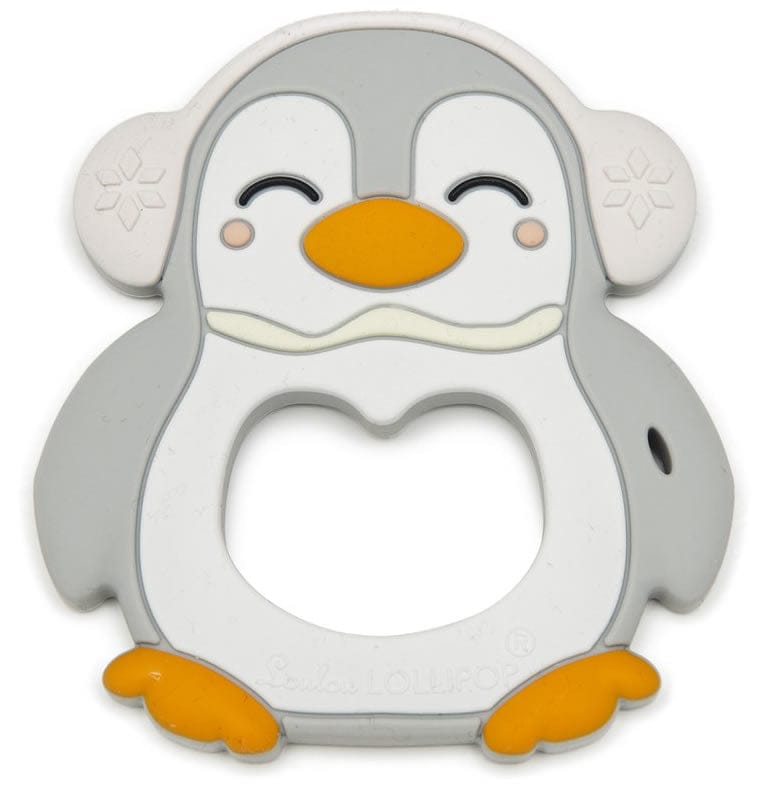 Loulou Lollipop Silicone Teether with Clip - Penguin - PENGRYSET