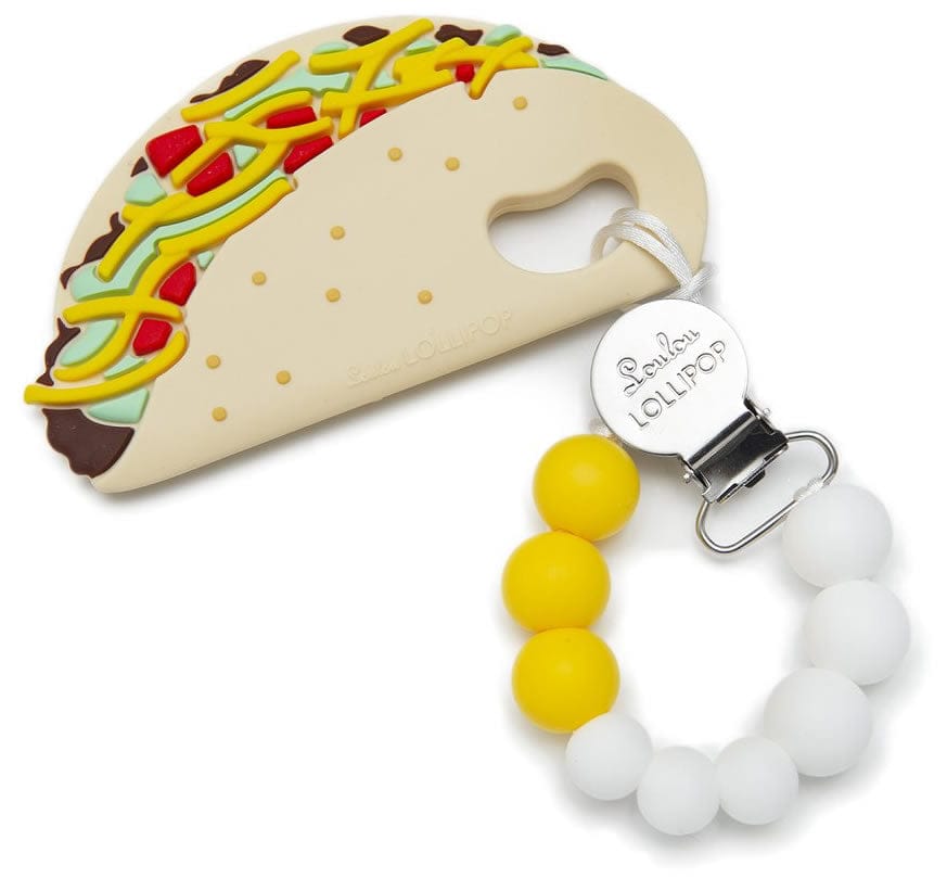 Loulou Lollipop Silicone Teether with Clip - Taco - TACOSET