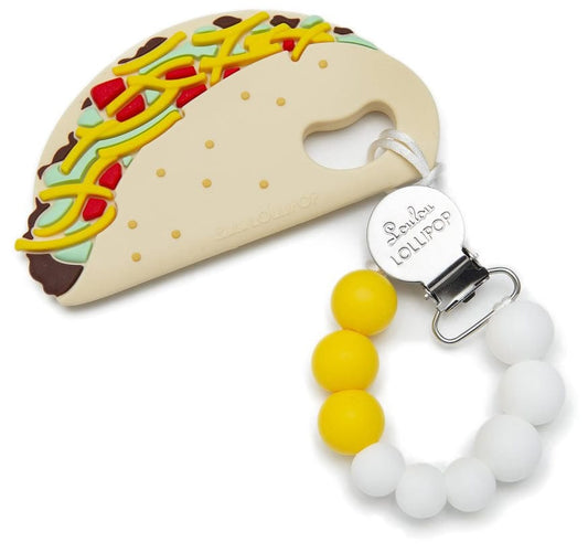 Loulou Lollipop Silicone Teether with Clip - Taco - TACOSET