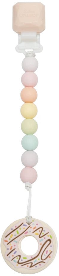 Loulou Lollipop Silicone Teether with Gem Clip - Pink Donut