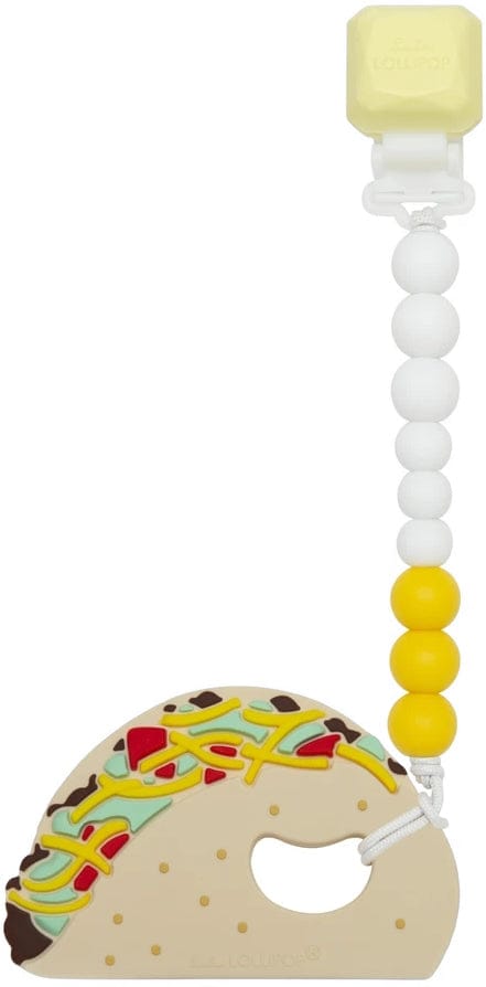 Loulou Lollipop Silicone Teether with Gem Clip - Taco - TACOSETG