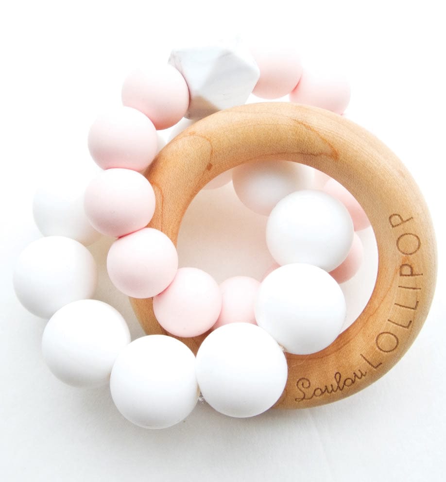 Loulou Lollipop Trinity Wood + Silicone Teether - Pink - TRINITY-PINK