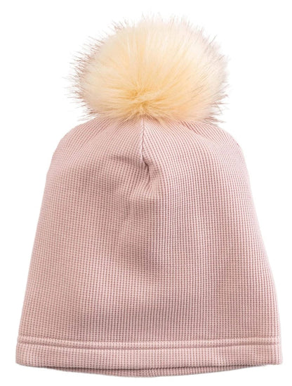 Loulou Lollipop Waffle Pom Pom Hat, 12-24 Months - Blush Pink - BA7001U-BLP-8