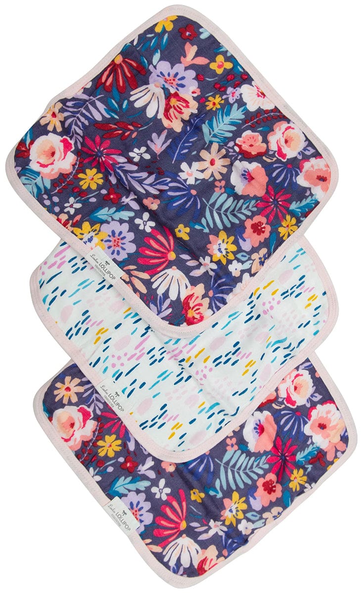 Loulou Lollipop Washcloth 3-Piece Set - Dark Field Floral - WASHDFF