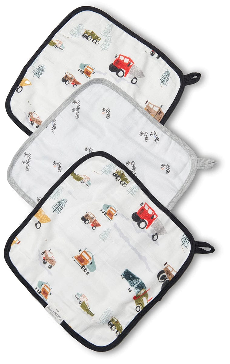 Loulou Lollipop Washcloth 3-Piece Set - Happy Trucks - WASHHPT