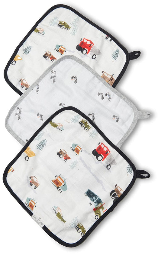 Loulou Lollipop Washcloth 3-Piece Set - Happy Trucks - WASHHPT