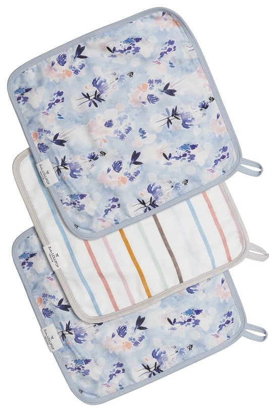 Loulou Lollipop Washcloth 3-Piece Set - Ink Floral - WASHIKF