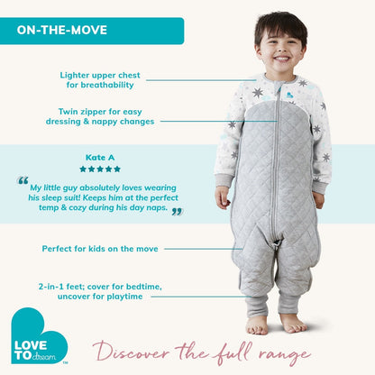 Love To Dream Long Sleeve Sleep Suit Original Cotton Moderate, 12-24 M - Stardust Grey - L41-01-242-GRY-12-24M