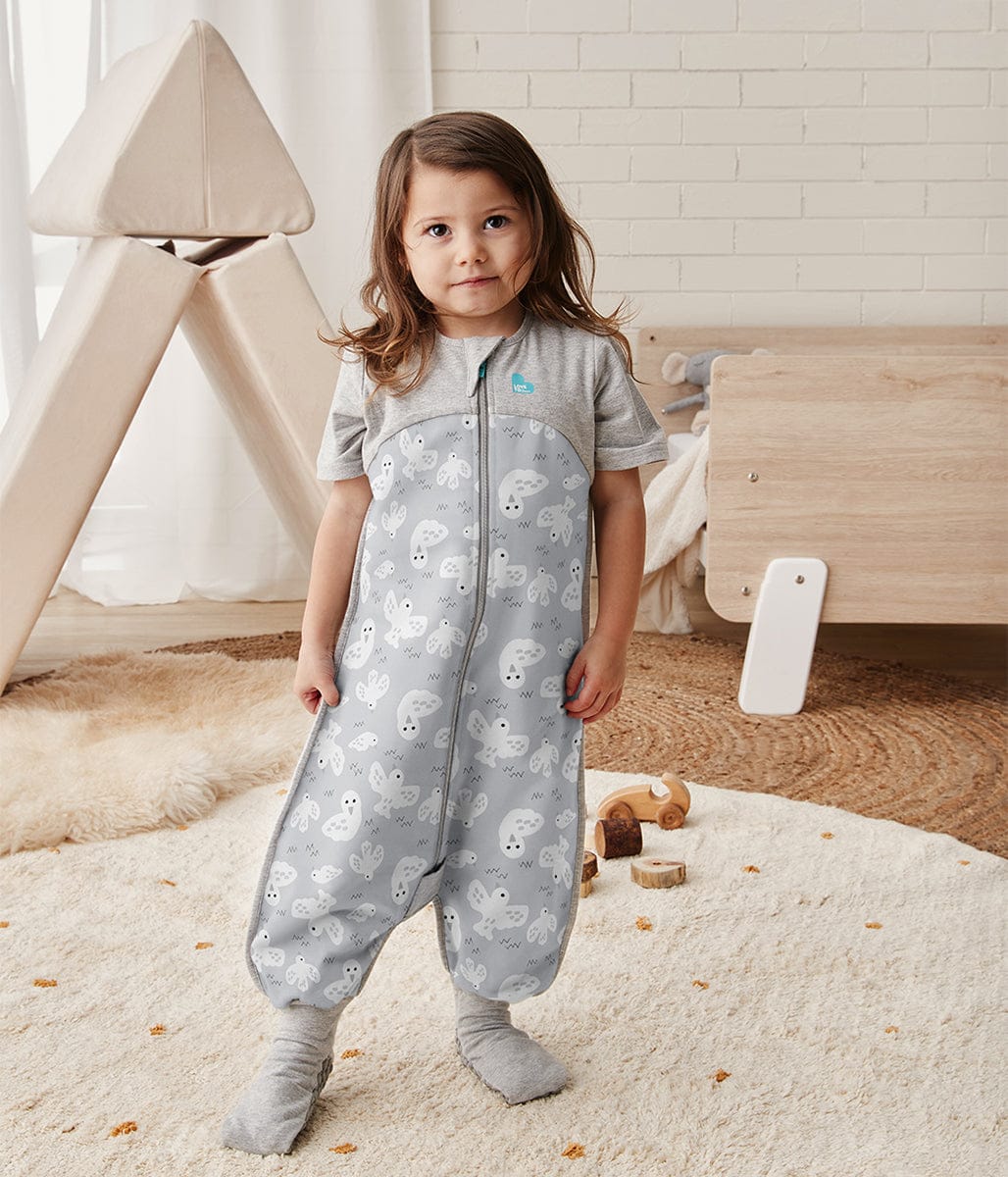Love To Dream Short Sleeve Sleep Suit Organic Cotton Mild, 6-12 M - Doves Grey - L40-19-250-GRY-6M