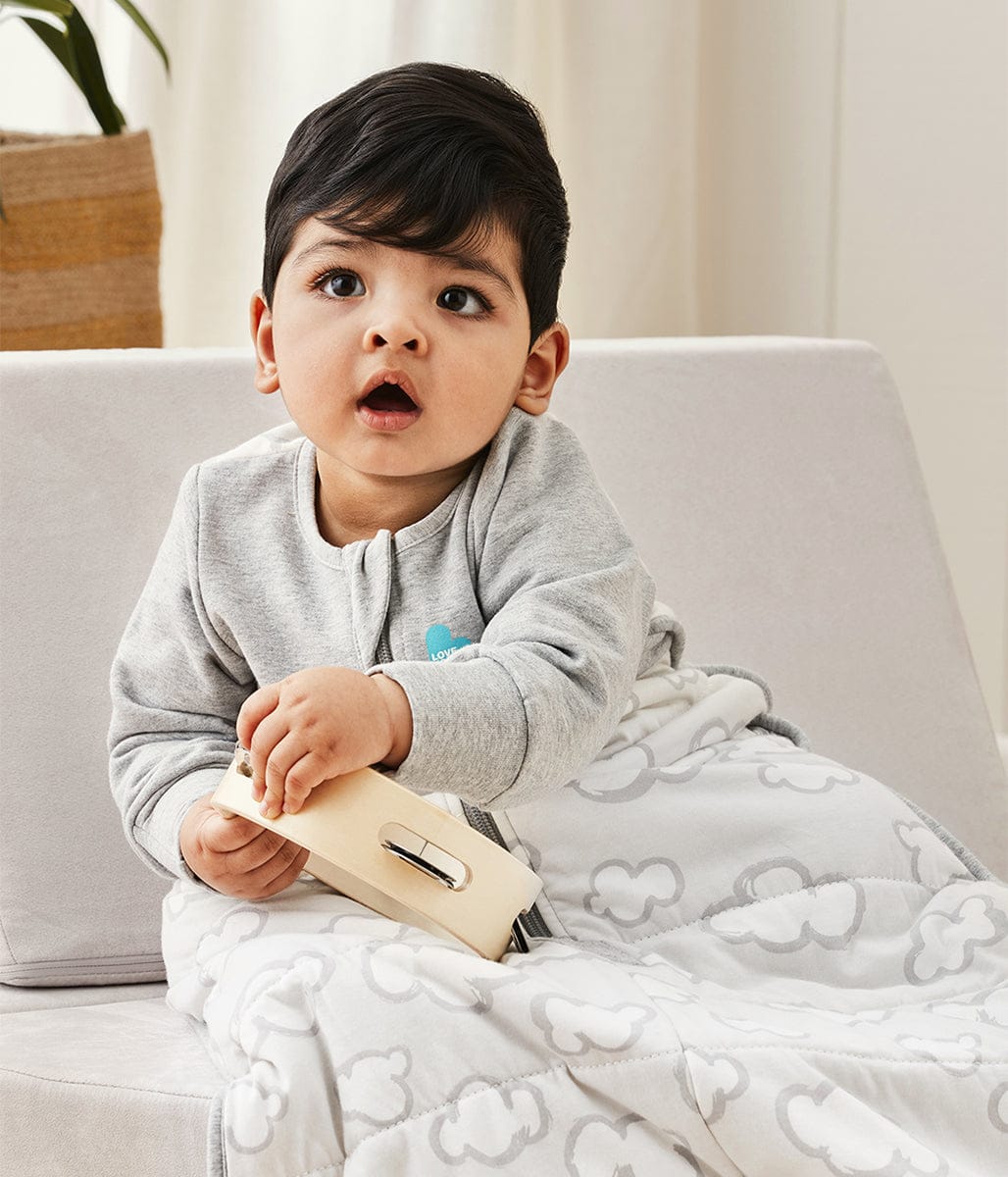 Love To Dream Sleep Bag Quilted Cotton 2.5 TOG, 6-18 M - Daydream Grey - L30-29-254-GRY-6-18M