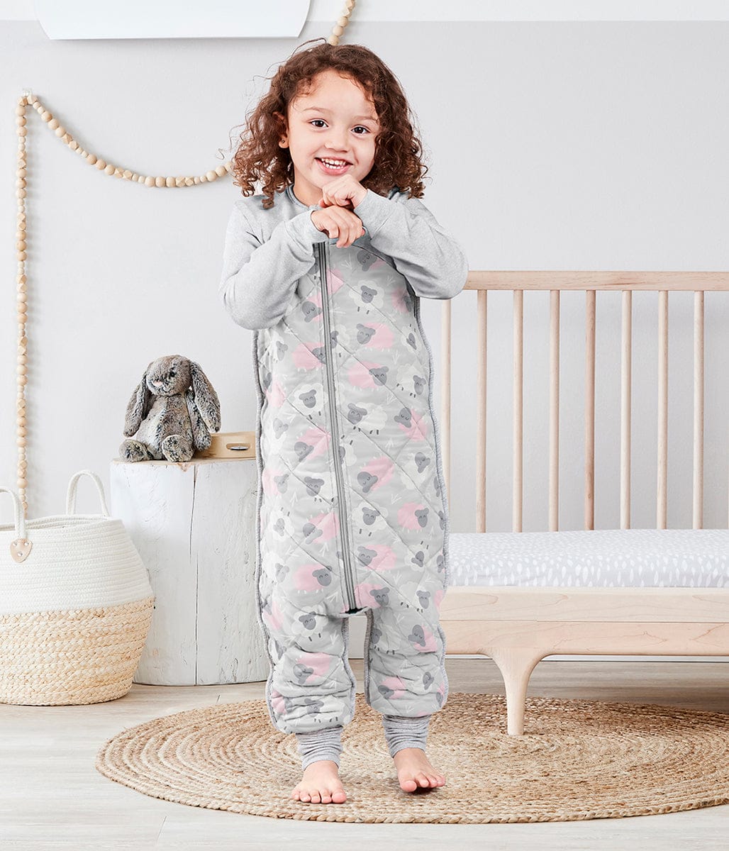 Love To Dream Sleep Suit Quilted Organic Cotton/Merino Wool 2.5 TOG, 12-24 M - Bah Bah Sheep Pink - L40-20-223-PNK-12M