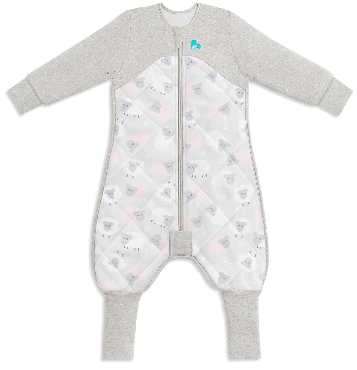 Love To Dream Sleep Suit Quilted Organic Cotton/Merino Wool 2.5 TOG, 12-24 M - Bah Bah Sheep Pink - L40-20-223-PNK-12M