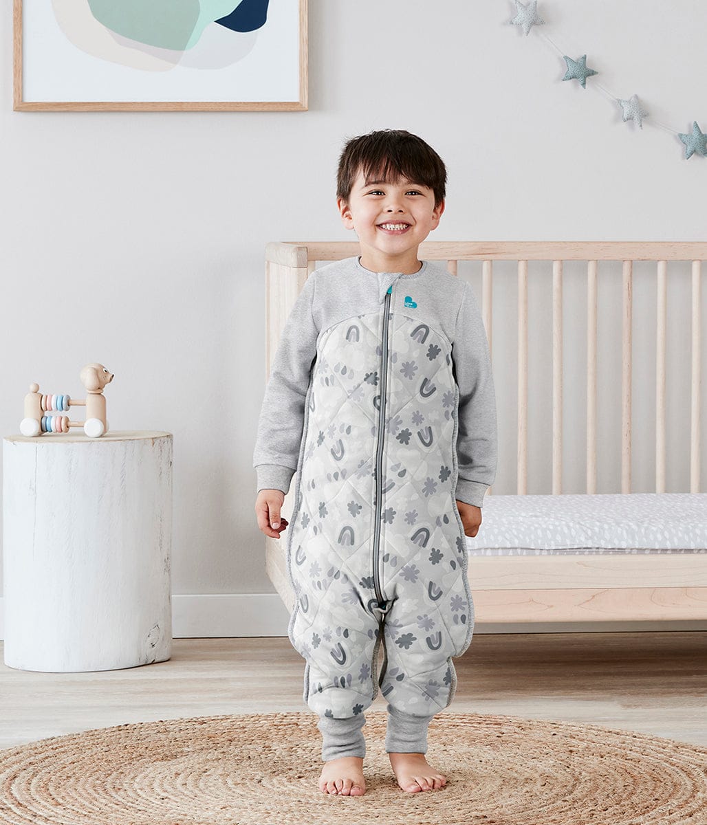 Love To Dream Sleep Suit Quilted Organic Cotton/Merino Wool 2.5 TOG, 12-24 M - Rain to Rainbow Grey - L40-20-221-GRY-12M