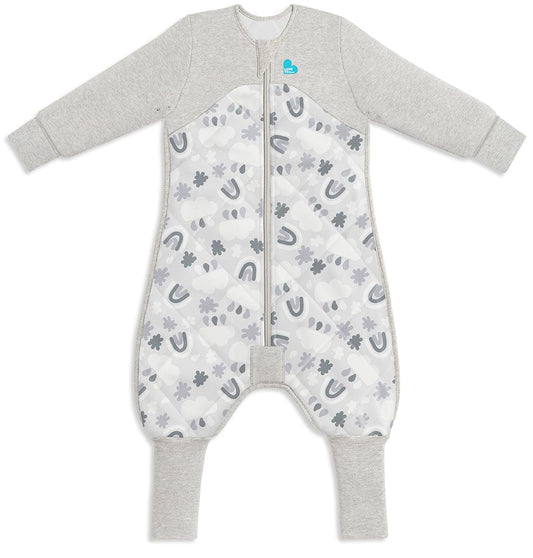 Love To Dream Sleep Suit Quilted Organic Cotton/Merino Wool 2.5 TOG, 12-24 M - Rain to Rainbow Grey - L40-20-221-GRY-12M