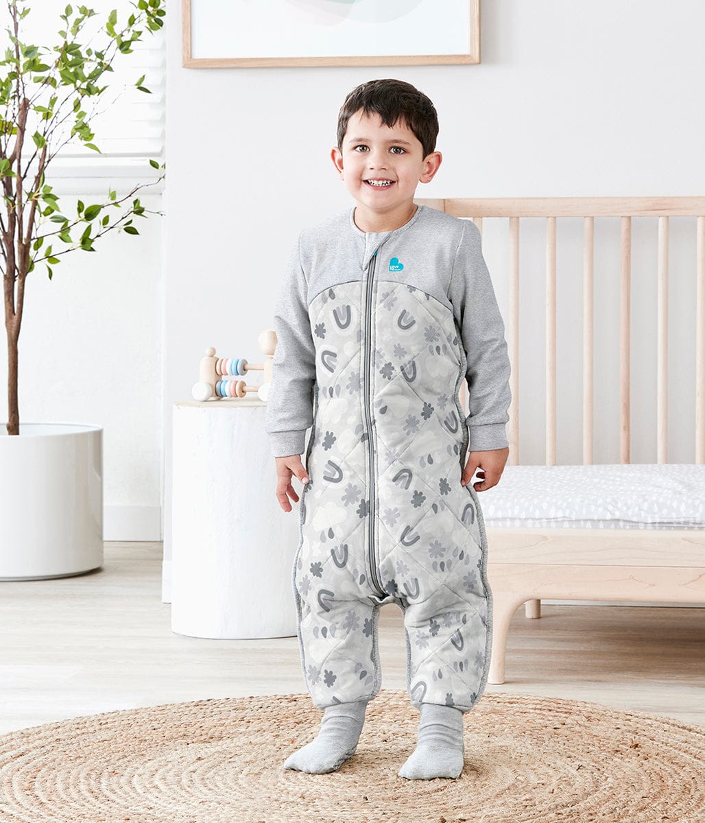 Love To Dream Sleep Suit Quilted Organic Cotton/Merino Wool 2.5 TOG, 6-12 M - Rain to Rainbow Grey - L40-20-221-GRY-6M